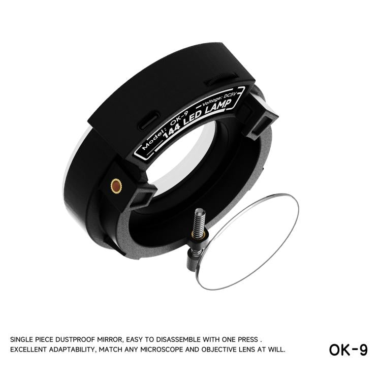 RF4 OK-9 Anello luminoso a LED regolabile da 144 pezzi per microscopio stereoscopico binoculare/trinoculare, OK-9