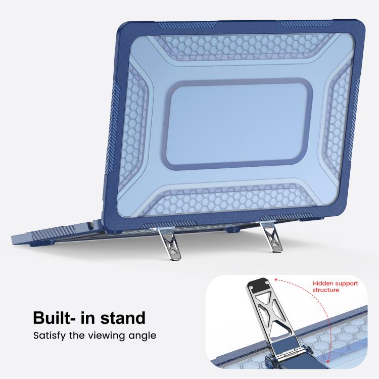 Custodia protettiva per laptop ibrida in PC, TPU, a nido d'ape e metallo con supporto., For MacBook Air 13.6 inch 2022/2024/2025/2026, For MacBook Neo 13 inch 2026 A18 Pro A3404