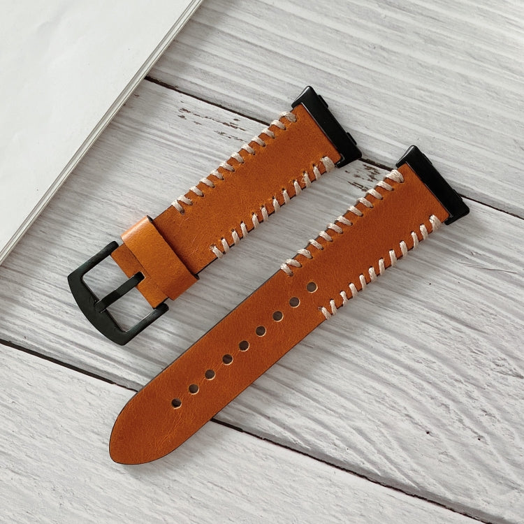 Cinturino in pelle con cucitura lisca di pesce per OPPO Watch