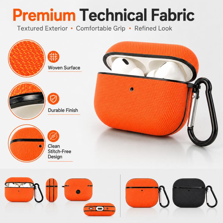 Custodia protettiva per auricolari in pelle a doppio strato con tessuto tecnico., For AirPods Pro 3, For AirPods 4, For AirPods Pro 2, For AirPods 3