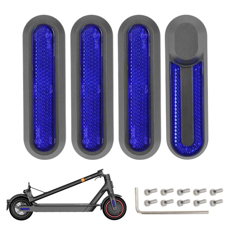 Kit 4 in 1 per la copertura laterale decorativa della ruota di un monopattino elettrico: blocco in plastica, striscia riflettente e viti incluse., For Xiaomi Mijia M365 Pro / Pro 2 / 1S