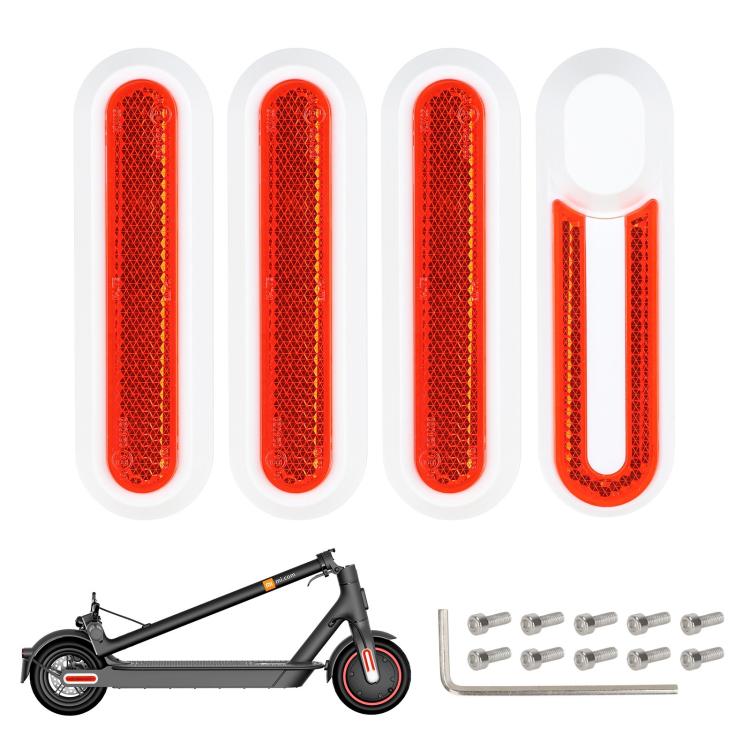 Kit 4 in 1 per la copertura laterale decorativa della ruota di un monopattino elettrico: blocco in plastica, striscia riflettente e viti incluse., For Xiaomi Mijia M365 Pro / Pro 2 / 1S