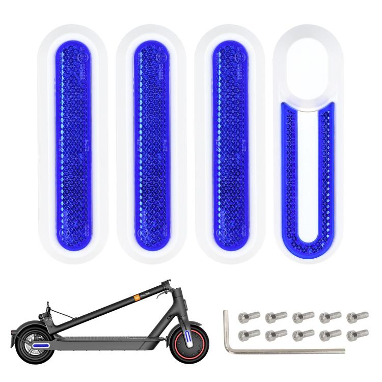 Kit 4 in 1 per la copertura laterale decorativa della ruota di un monopattino elettrico: blocco in plastica, striscia riflettente e viti incluse., For Xiaomi Mijia M365 Pro / Pro 2 / 1S