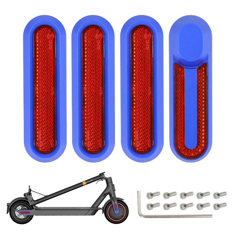 Kit 4 in 1 per la copertura laterale decorativa della ruota di un monopattino elettrico: blocco in plastica, striscia riflettente e viti incluse., For Xiaomi Mijia M365 Pro / Pro 2 / 1S
