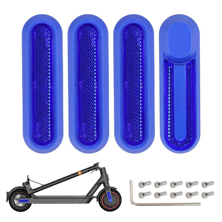 Kit 4 in 1 per la copertura laterale decorativa della ruota di un monopattino elettrico: blocco in plastica, striscia riflettente e viti incluse., For Xiaomi Mijia M365 Pro / Pro 2 / 1S