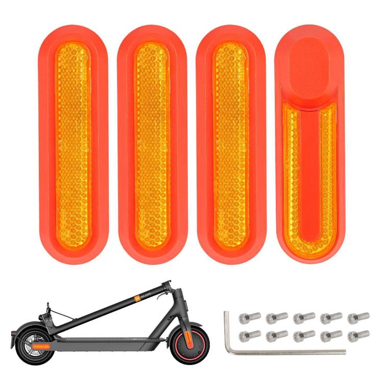 Kit 4 in 1 per la copertura laterale decorativa della ruota di un monopattino elettrico: blocco in plastica, striscia riflettente e viti incluse., For Xiaomi Mijia M365 Pro / Pro 2 / 1S