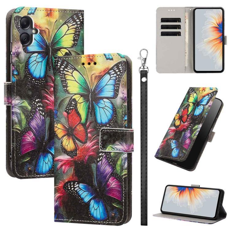 Custodia per telefono in ecopelle con motivo dipinto e cinturino, For Galaxy A05, For Galaxy A05s, For Galaxy A15 / A15 5G