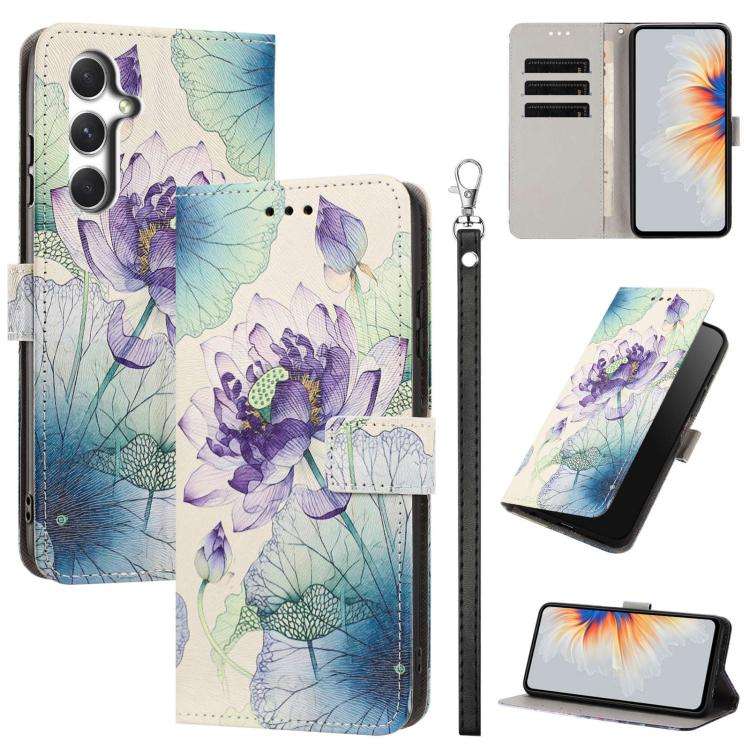Custodia per telefono in ecopelle con motivo dipinto e cinturino, For Galaxy A55 5G, For Galaxy A35 5G, For Galaxy A25 5G