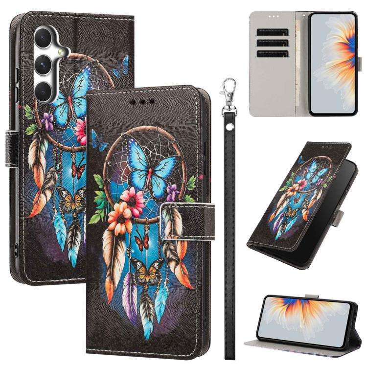 Custodia per telefono in ecopelle con motivo dipinto e cinturino, For Galaxy A55 5G, For Galaxy A35 5G, For Galaxy A25 5G
