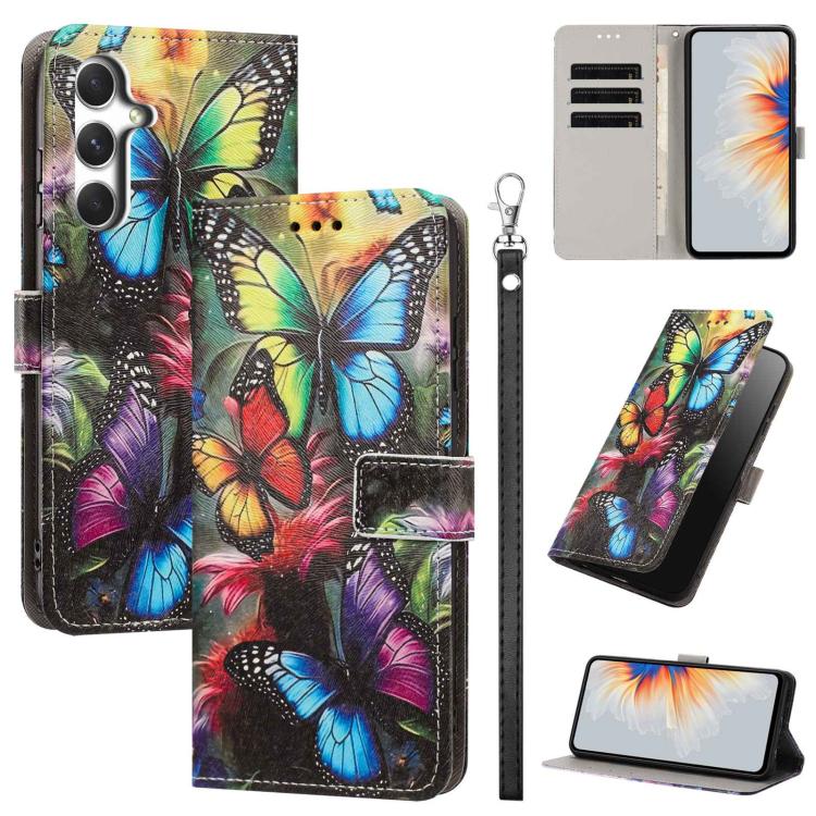 Custodia per telefono in ecopelle con motivo dipinto e cinturino, For Galaxy M15, For Galaxy M54, For Galaxy M14