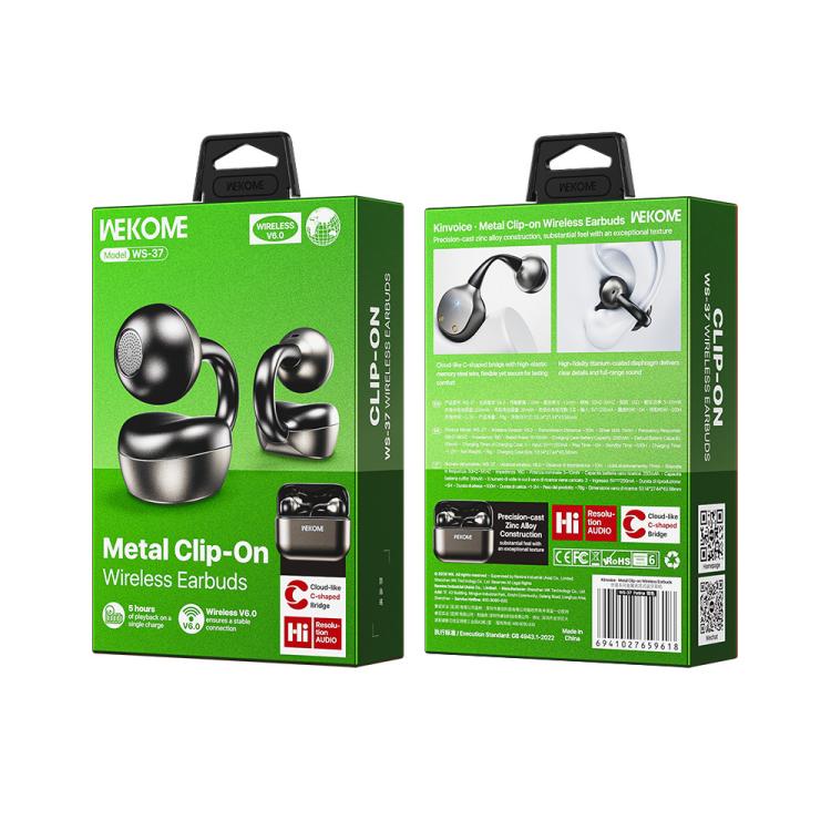 Auricolare Bluetooth wireless con clip in metallo serie Kinvoice WK WS-37, WS-37
