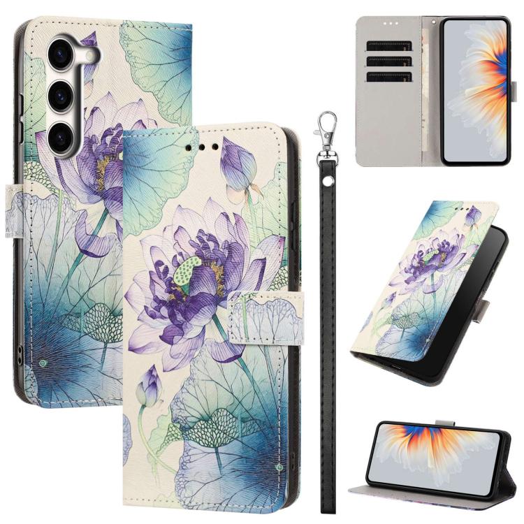 Custodia per telefono in ecopelle con motivo dipinto e cinturino, For Galaxy S23 Ultra 5G, For Galaxy S23+ 5G, For Galaxy S23 5G
