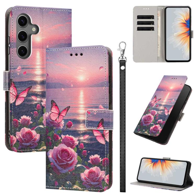 Custodia per telefono in ecopelle con motivo dipinto e cinturino, For Galaxy S24 5G / S25 5G, For Galaxy S24+ 5G / S25+ 5G, For Galaxy S25 Ultra 5G