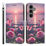 Custodia per telefono in ecopelle con motivo dipinto e cinturino, For Galaxy S24 5G / S25 5G, For Galaxy S24+ 5G / S25+ 5G, For Galaxy S25 Ultra 5G