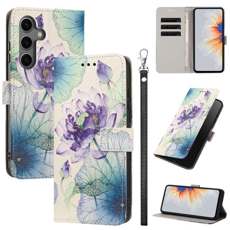 Custodia per telefono in ecopelle con motivo dipinto e cinturino, For Galaxy S24 5G / S25 5G, For Galaxy S24+ 5G / S25+ 5G, For Galaxy S25 Ultra 5G