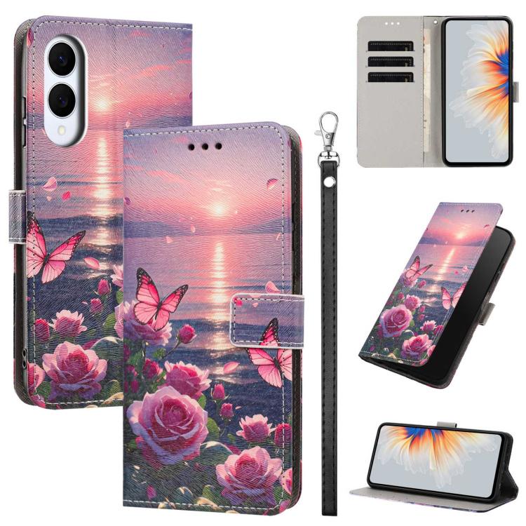 Custodia per telefono in ecopelle con motivo dipinto e cinturino, For Galaxy S26 5G, For Galaxy S25 FE 5G, For Galaxy S25 Edge 5G