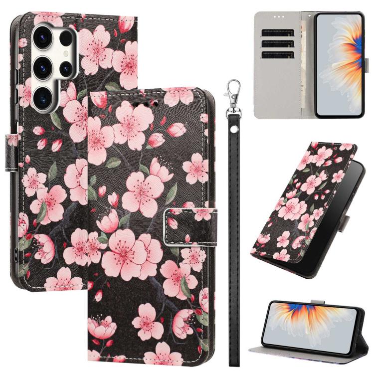 Custodia per telefono in ecopelle con motivo dipinto e cinturino, For Galaxy S24 5G / S25 5G, For Galaxy S24+ 5G / S25+ 5G, For Galaxy S25 Ultra 5G