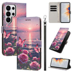 Custodia per telefono in ecopelle con motivo dipinto e cinturino, For Galaxy S26 FE 5G, For Galaxy S26+ 5G, For Galaxy S26 Ultra 5G