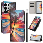 Custodia per telefono in ecopelle con motivo dipinto e cinturino, For Galaxy S26 FE 5G, For Galaxy S26+ 5G, For Galaxy S26 Ultra 5G