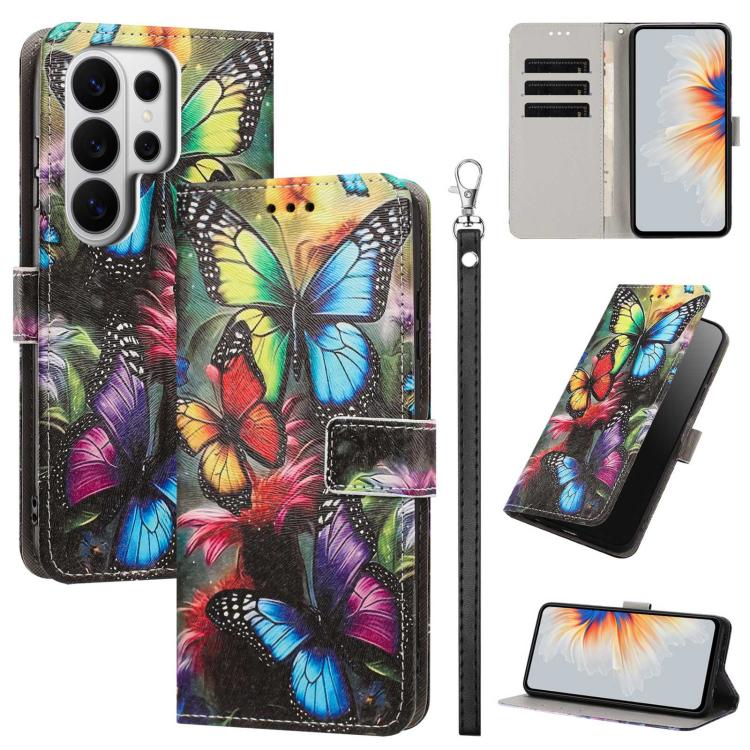 Custodia per telefono in ecopelle con motivo dipinto e cinturino, For Galaxy S26 FE 5G, For Galaxy S26+ 5G, For Galaxy S26 Ultra 5G