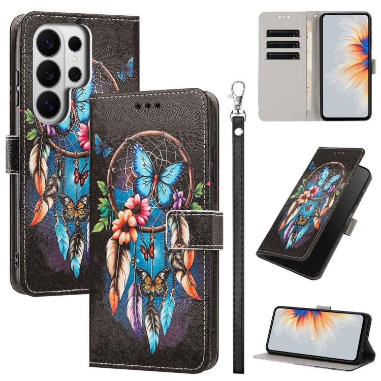 Custodia per telefono in ecopelle con motivo dipinto e cinturino, For Galaxy S26 FE 5G, For Galaxy S26+ 5G, For Galaxy S26 Ultra 5G