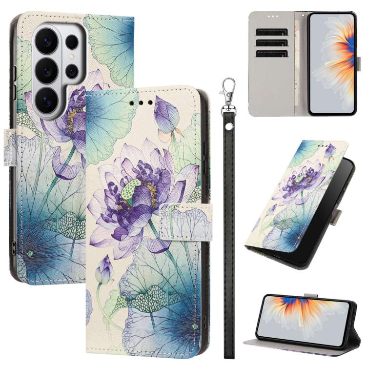 Custodia per telefono in ecopelle con motivo dipinto e cinturino, For Galaxy S26 FE 5G, For Galaxy S26+ 5G, For Galaxy S26 Ultra 5G