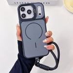 Custodia per telefono magnetica a cerchio sottile con supporto per fotocamera Skin Feel e cordino, For iPhone 17 Pro Max, For iPhone 17 Pro, For iPhone 17, For iPhone 16 Pro Max