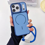 Custodia per telefono magnetica a cerchio sottile con supporto per fotocamera Skin Feel e cordino, For iPhone 17 Pro Max, For iPhone 17 Pro, For iPhone 17, For iPhone 16 Pro Max