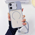 Custodia per telefono magnetica a cerchio sottile con supporto per fotocamera Skin Feel e cordino, For iPhone 17 Pro Max, For iPhone 17 Pro, For iPhone 17, For iPhone 16 Pro Max