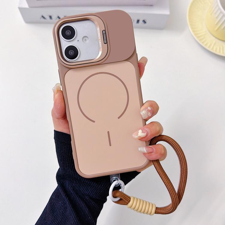 Custodia per telefono magnetica a cerchio sottile con supporto per fotocamera Skin Feel e cordino, For iPhone 17 Pro Max, For iPhone 17 Pro, For iPhone 17, For iPhone 16 Pro Max