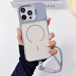 Custodia per telefono magnetica a cerchio sottile con supporto per fotocamera Skin Feel e cordino, For iPhone 17 Pro Max, For iPhone 17 Pro, For iPhone 17, For iPhone 16 Pro Max