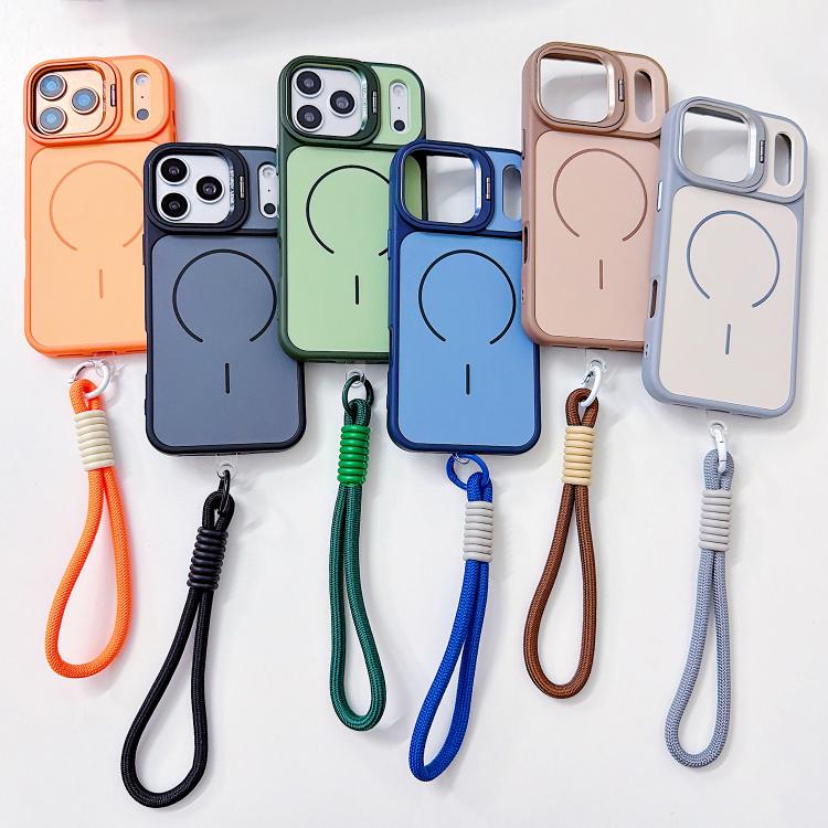 Custodia per telefono magnetica a cerchio sottile con supporto per fotocamera Skin Feel e cordino, For iPhone 17 Pro Max, For iPhone 17 Pro, For iPhone 17, For iPhone 16 Pro Max