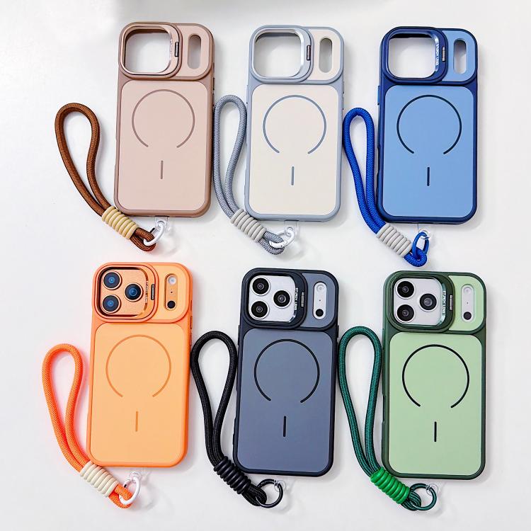 Custodia per telefono magnetica a cerchio sottile con supporto per fotocamera Skin Feel e cordino, For iPhone 17 Pro Max, For iPhone 17 Pro, For iPhone 17, For iPhone 16 Pro Max