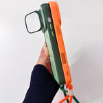 Custodia per telefono magnetica a cerchio sottile con supporto per fotocamera Skin Feel e cordino, For iPhone 16 Pro, For iPhone 16