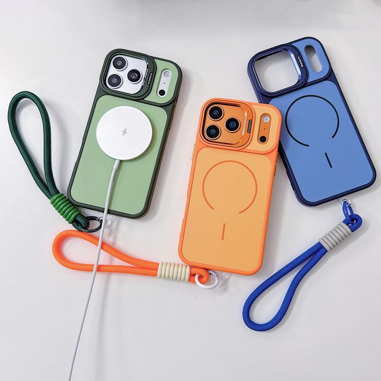Custodia per telefono magnetica a cerchio sottile con supporto per fotocamera Skin Feel e cordino, For iPhone 17 Pro Max, For iPhone 17 Pro, For iPhone 17, For iPhone 16 Pro Max