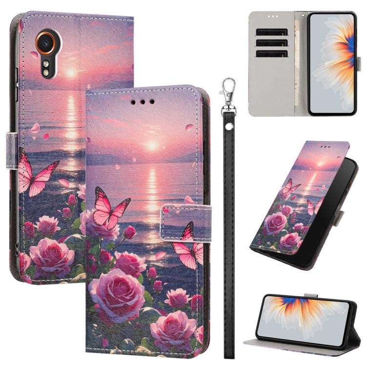 Custodia per telefono in ecopelle con motivo dipinto e cinturino, For Galaxy Xcover7