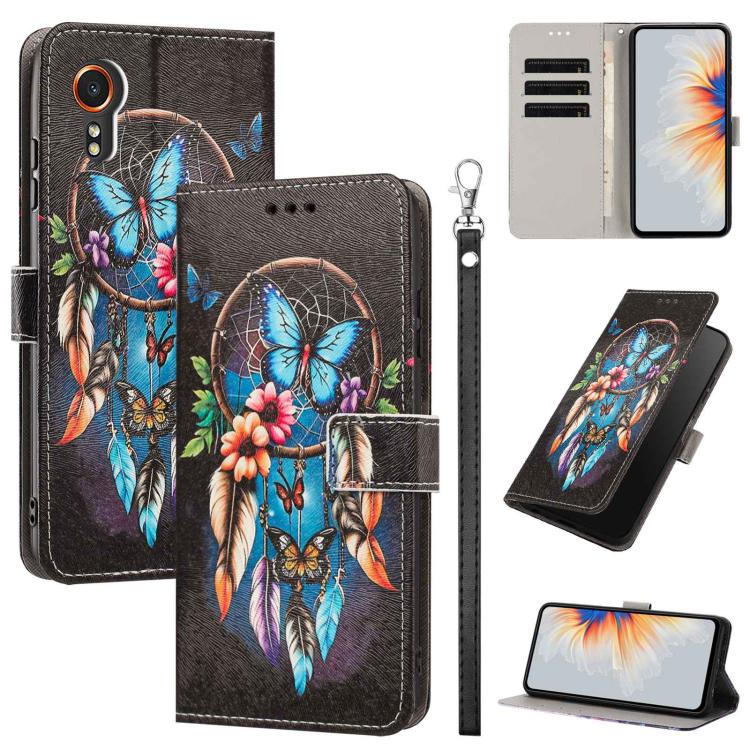 Custodia per telefono in ecopelle con motivo dipinto e cinturino, For Galaxy Xcover7