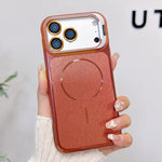 Custodia magnetica per telefono con finitura spazzolata e supporto per obiettivo, For iPhone 17 Pro Max, For iPhone 17 Pro, For iPhone 17
