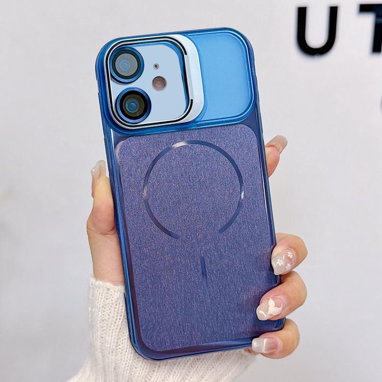 Custodia magnetica per telefono con finitura spazzolata e supporto per obiettivo, For iPhone 13, For iPhone 12, For iPhone 12 Pro Max