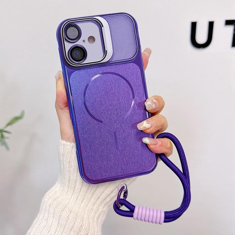 Custodia magnetica spazzolata per telefono con supporto per obiettivo, cinturino da polso e pellicola protettiva per obiettivo., For iPhone 17 Pro Max, For iPhone 17 Pro, For iPhone 17