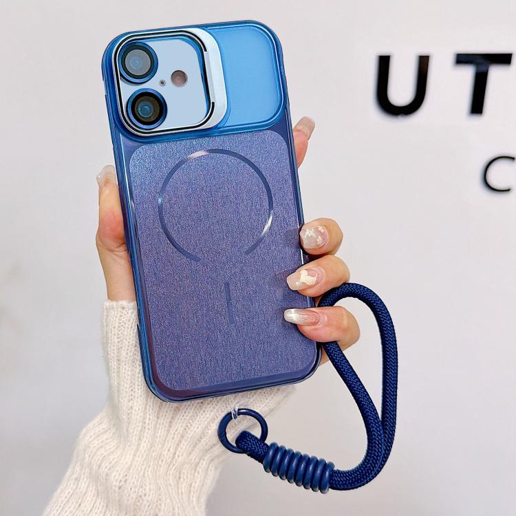 Custodia magnetica spazzolata per telefono con supporto per obiettivo, cinturino da polso e pellicola protettiva per obiettivo., For iPhone 17 Pro Max, For iPhone 17 Pro, For iPhone 17
