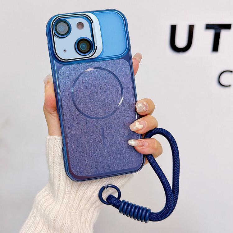 Custodia magnetica spazzolata per telefono con supporto per obiettivo, cinturino da polso e pellicola protettiva per obiettivo., For iPhone 13, For iPhone 12, For iPhone 12 Pro Max