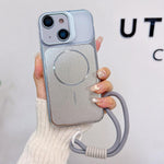 Custodia magnetica spazzolata per telefono con supporto per obiettivo, cinturino da polso e pellicola protettiva per obiettivo., For iPhone 13, For iPhone 12, For iPhone 12 Pro Max