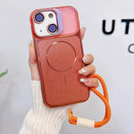 Custodia magnetica spazzolata per telefono con supporto per obiettivo, cinturino da polso e pellicola protettiva per obiettivo., For iPhone 13, For iPhone 12, For iPhone 12 Pro Max