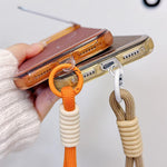 Custodia magnetica spazzolata per telefono con supporto per obiettivo, cinturino da polso e pellicola protettiva per obiettivo., For iPhone 15, For iPhone 14, For iPhone 14 Pro