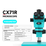 RF4 RF-CX71R 6.5-65X Ergonomic Design Trinocular Stereo Microscope with Big Aluminum Alloy Base, RF-CX71R