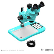 RF4 RF-6558Pro 6.5-58X Trinocular Stereo Microscope with Big Base, Silicone Pad, Screw Pad, RF-6558Pro