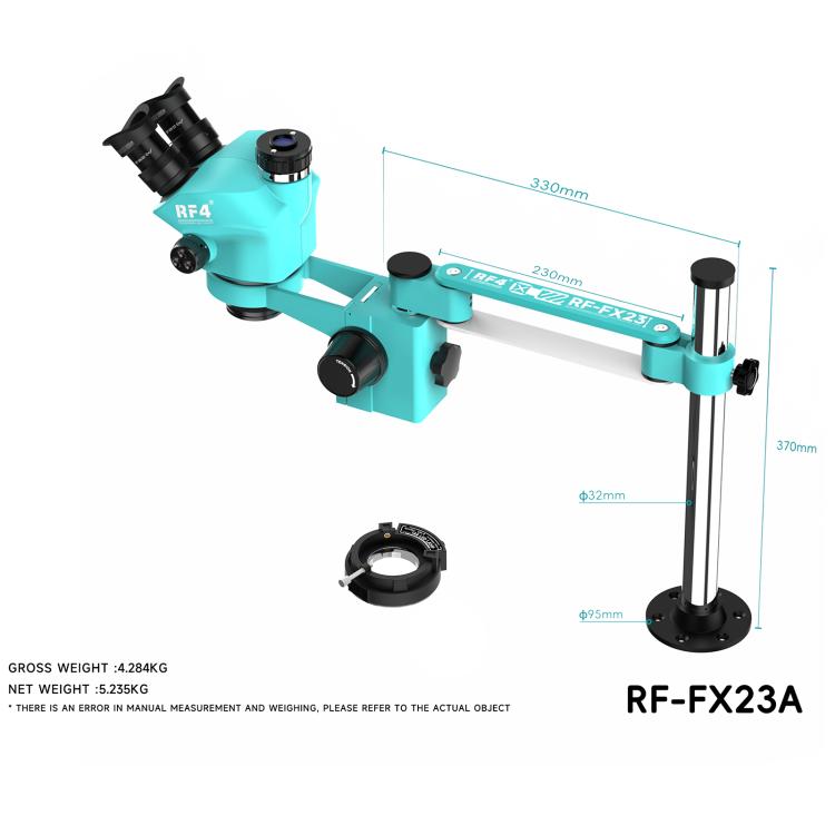 Microscopio stereoscopico trinoculare fisso a sbalzo RF4 RF-FX23A 7-50X, versione corta, RF-FX23A