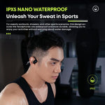 Auricolari sportivi Bluetooth impermeabili Langsdom AirWare BE10 ad aria, aperti, conduttivi e con memoria da 32 GB.