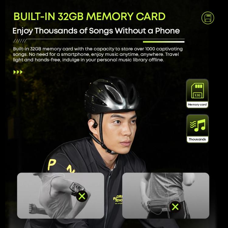 Auricolari sportivi Bluetooth impermeabili Langsdom AirWare BE10 ad aria, aperti, conduttivi e con memoria da 32 GB.
